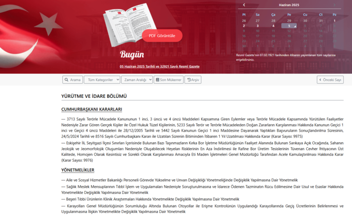 Resmi Gazete'de bugün! 5 Haziran 2025 Resmi Gazete kararları- Diğer Haberler