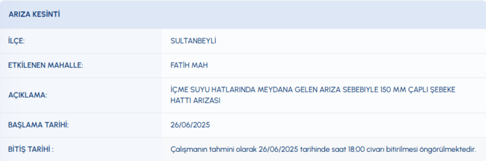 Sultanbeyli su kesintisi - İSKİ sular ne zaman gelecek? (26 Haziran 2025)- Diğer Haberler