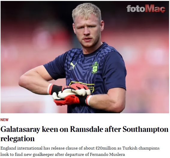 TRANSFER HABERİ | Galatasaray'a kaleci piyangosu! Aaron Ramsdale...- Futbol