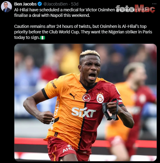 TRANSFER HABERİ | Galatasaray'a Victor Osimhen şoku! Sağlık kontrollerinden geçecek- Futbol