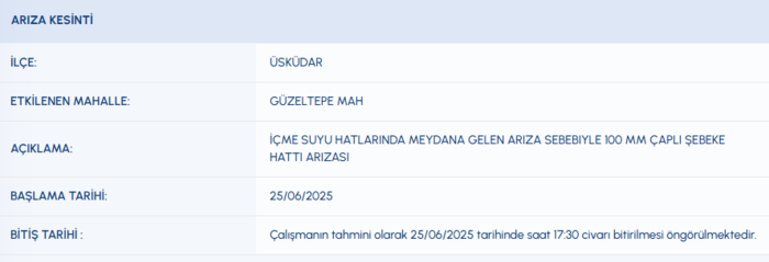 Üsküdar su kesintisi - İSKİ sular ne zaman gelecek? (25 Haziran 2025)- Diğer Haberler